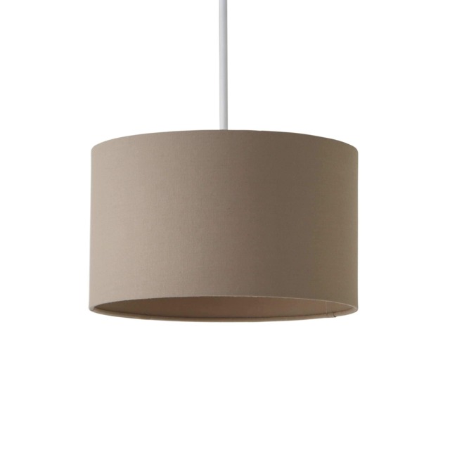 ValueLights Reni Taupe Fabric Drum Ceiling Lamp Shade (D)25cm Cream