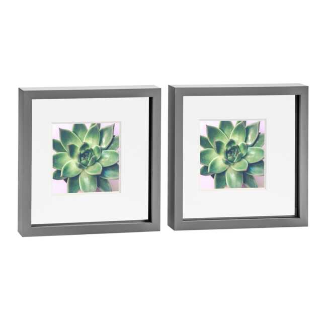 "Nicola Spring 10 x 10"" Photo Frames - Grey/White Mount - 3D Picture Frame Box Portrait Display Case (53 x 53cm) Set of 2"