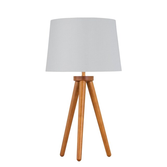 Voyage - Dark Oak Table Lamp Bedside Light with White & Silver Shade Brown White Large 1