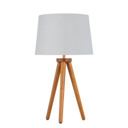 Voyage - Dark Oak Table Lamp Bedside Light with White & Silver Shade Brown White Large 1