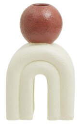 Orsina Modern Red Candle Holder with Cream Base, Antique Candle Holder For Living Room, Large Candle Holder For Home