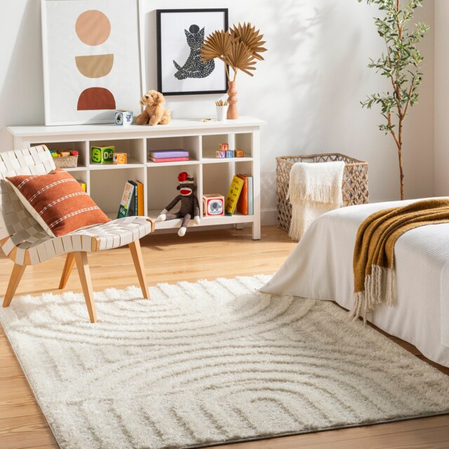 LIVABLISS Rodos-Modern Soft Plush Pile Rug 200 x 275 cm Beige White