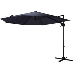 JSH 3M Roma Garden Parasol Dark Grey Outdoor 180g Polyester Patio Decking Terrace Umbrella Shade with Hand Crank