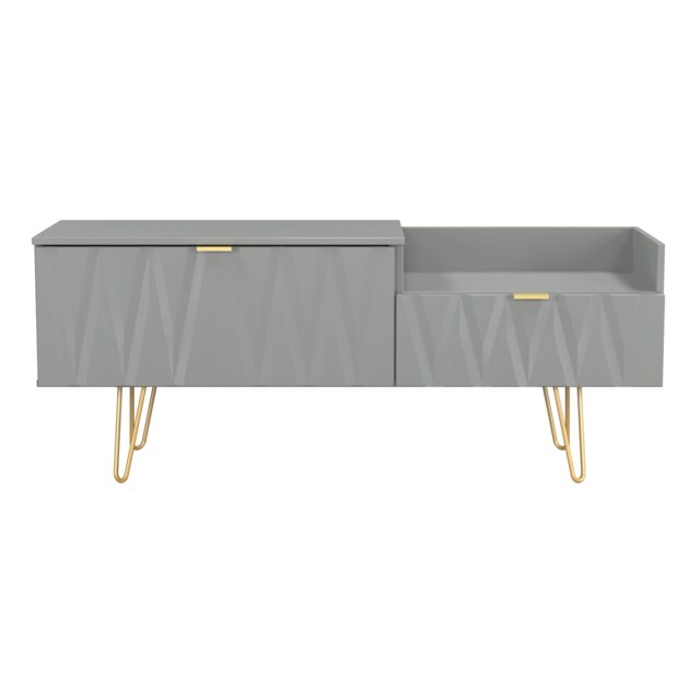 Dallas 2 Drawer 2 Level Media Unit in Dusk Grey (Ready Assembled) Grey Dusk Grey