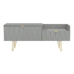 Dallas 2 Drawer 2 Level Media Unit in Dusk Grey (Ready Assembled) Grey Dusk Grey