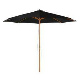 Outsunny 3(m) Wooden Garden Parasol Sun Shade Outdoor Umbrella Black