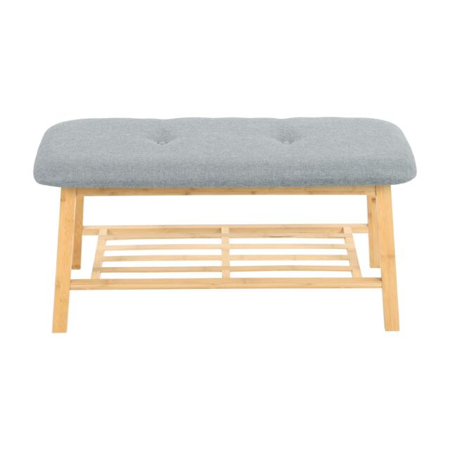 Living and Home Bamboo Shoe Bench with Upholstery for Entryway