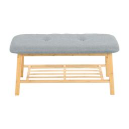 Living and Home Bamboo Shoe Bench with Upholstery for Entryway