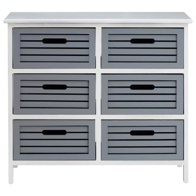 Interiors By Premier Compact 6 Grey Drawers Unit, Modern Chest Of Drawers For Livingroom, Minimalist Storage Chest For Lounge Grey