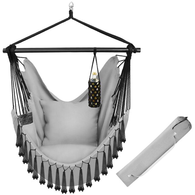 Hanging Chair Malika, Boho Style, Load Capacity 150kg Grey grey One Size 1