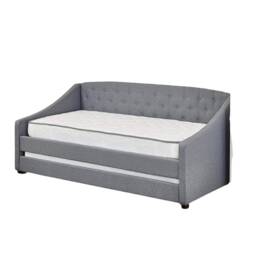 Linen Fabric Grey Daybed Sofabed With Underbed Trundle Living Room Bedroom Furniture Guest Day Bed Sofabed(Without Mattresses)