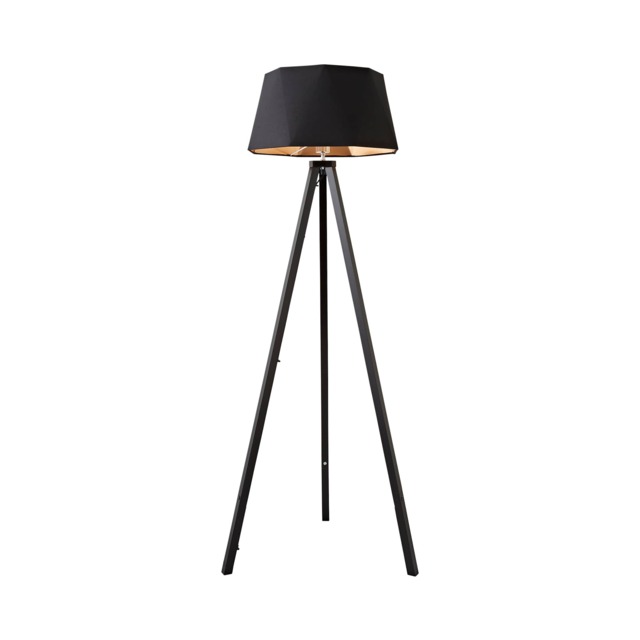 ValueLights Barbro Black Tripod Floor Lamp Black Copper Shade Black Black