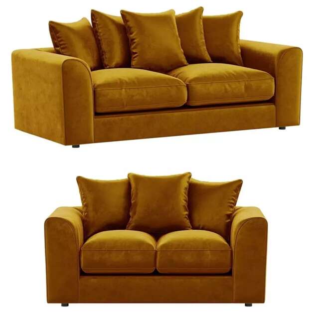 PLUSH VELVET MUSTARD 3+2 SEATER SOFA SET SUITE
