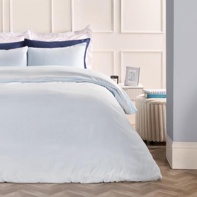 OHS Plain Dyed Duvet Cover with Pillowcase Bedding Set Blue Light Blue Single