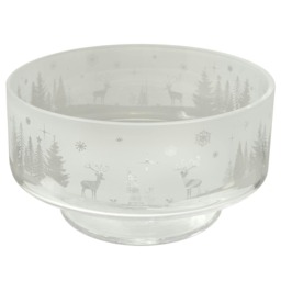 Animo Glass Decorative Etched Footed Bowl Winter Wonderland