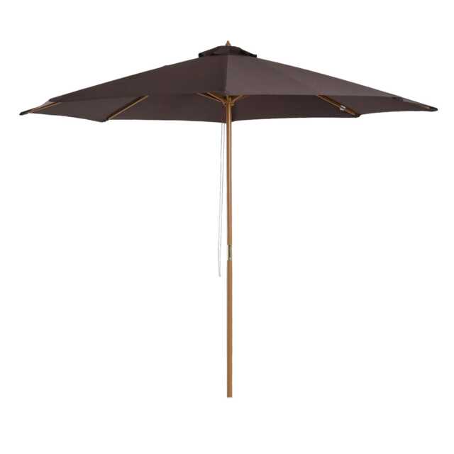 Outsunny 3(m) Wooden Garden Parasol Sun Shade Outdoor Umbrella Coffee