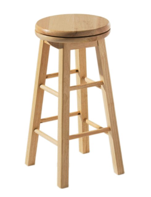Interiors By Premier Elegant Natural Tropical Hevea Wood Bar Stool, Swivel Bar Stool For Kitchen, Strong Modern Stool For Kitchen Cream