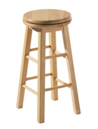 Orsina Elegant Natural Tropical Hevea Wood Bar Stool, Swivel Bar Stool For Kitchen, Strong Modern Stool For Kitchen