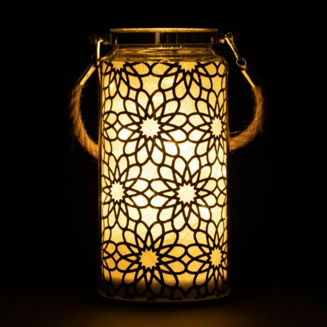20cm Christmas Decorated Jar Table Flowers Design Black Lantern