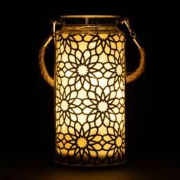 20cm Christmas Decorated Jar Table Flowers Design Black Lantern