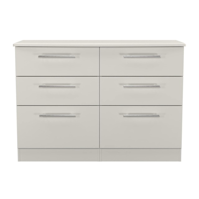 Carlton 6 Drawer Wide Chest of Drawers in Grey Matt (Ready Assembled) Grey Grey Matt