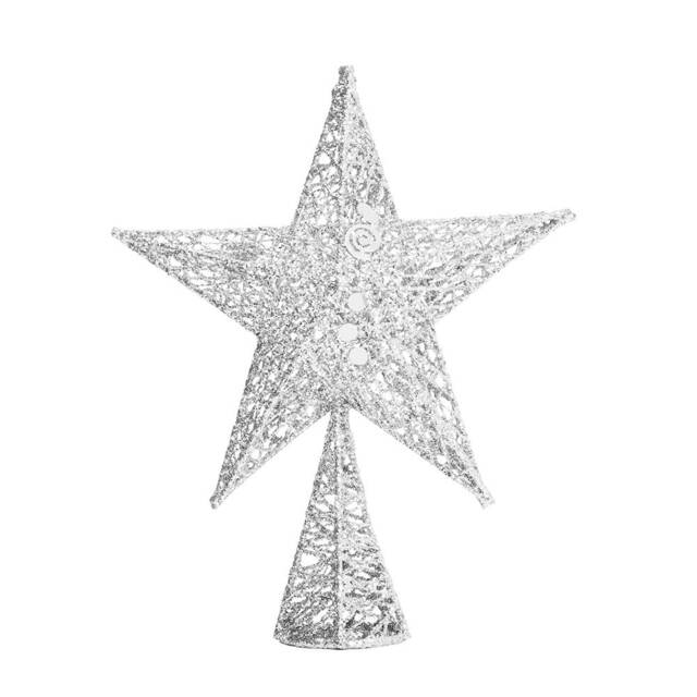 Living and Home Wrought Iron Christmas Tree Topper Star Ornament - Silver 25*35cm