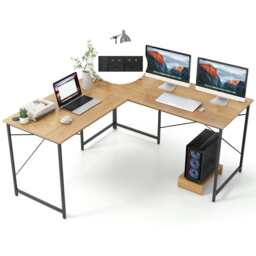 COSTWAY Reversible L-Shaped Desk Corner Computer Desk Multi