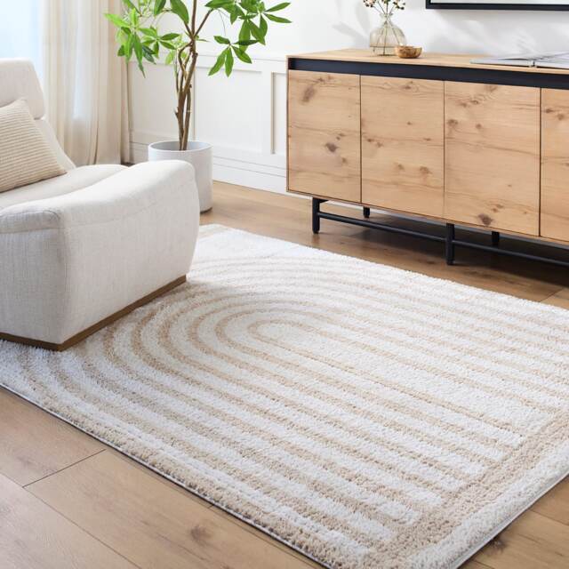 LIVABLISS Fossay Shaggy-Washable Modern High Pile Rug 160 x 213 cm Beige