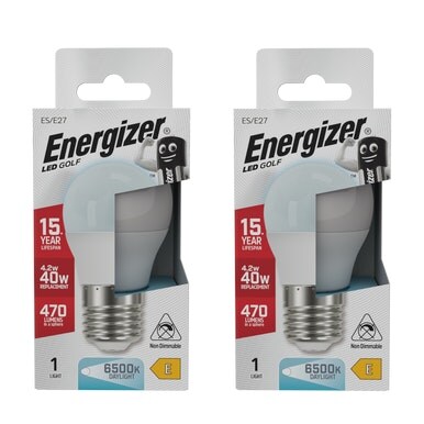 Energizer LED Golf Ball E27 470lm 4.2W 6500K (Daylight) Light Bulb - Pack of 2