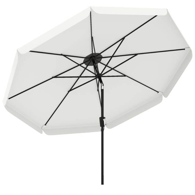 Outsunny 3 m Garden Parasol with Tilt & Crank, UPF30+ Outdoor Table Umbrella Cream Cream White Dia. 295 x 240 cm