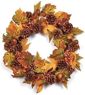 Premier Artificial Door Wreath Autumn Fir Cones and Berries 50cm