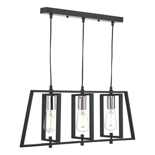 Dax 3 Light Bar Pendant Black & Polished Chrome