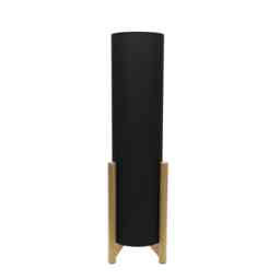 ValueLights Henry Wooden Base Midi Floor Lamp Tall Charcoal Shade