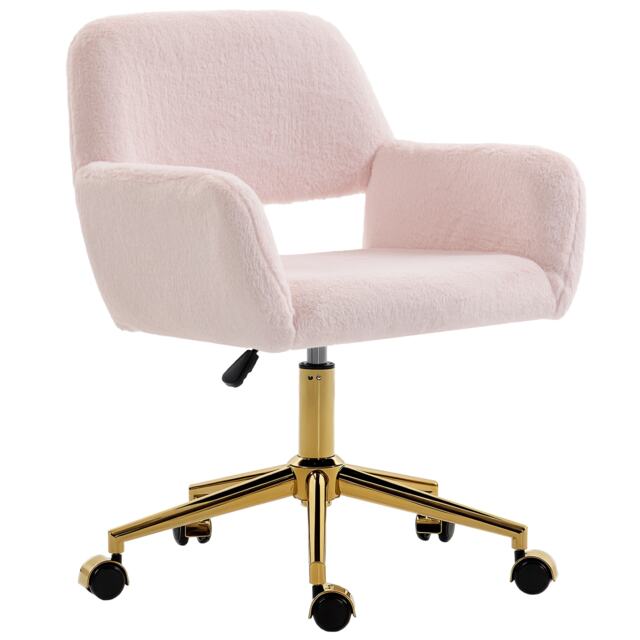 HOMCOM Swivel Office Chair, Vanity Desk Chair with Adjustable Height, Wheels