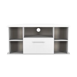 Gloucester Corner TV Stand in White Matt & White (Ready Assembled) White White Matt & White