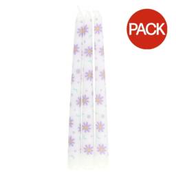 Something Different Daisy Taper Candle (Pack of 3) - Purple/White - One Size