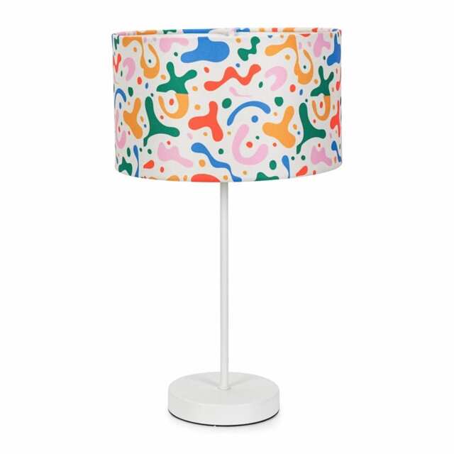 ValueLights Charlie White Table Lamp Abstract Shade and Bulb