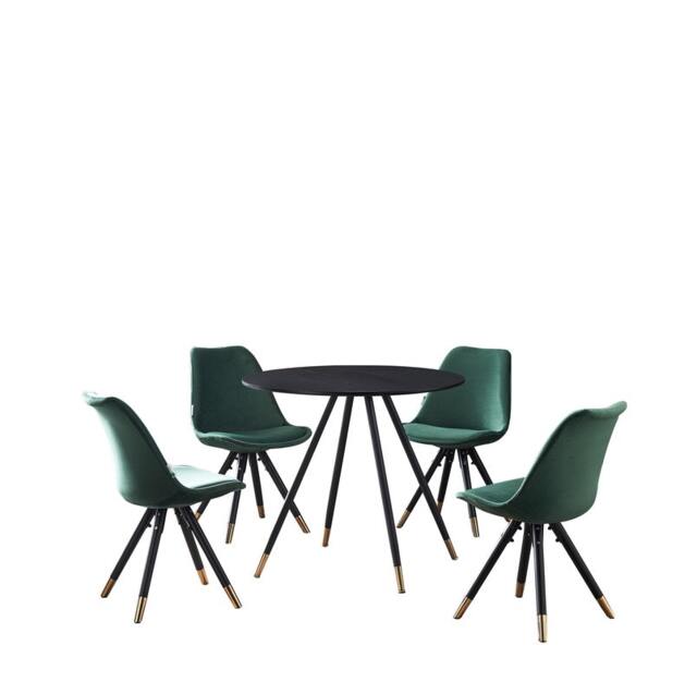 Sofia Dorchester LUX Dining Set – Sleek Black Dining Table with Set of 4 Chairs, Modern Elegant Design for Stylish Dining Rooms Green Green