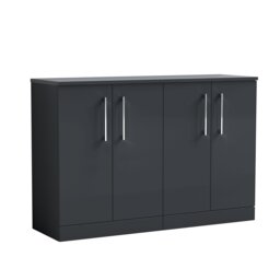 Balterley Level Modern Bathroom 2 Door Floor Standing Vanity Unit with Laminate Worktop & Handles Grey Satin Soft Black