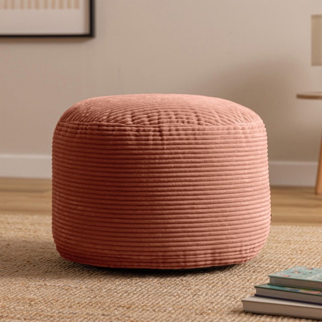 icon Milano Corduroy Round Footstool, Dawn Pink