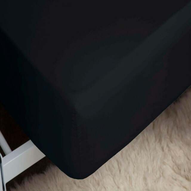 Belledorm 200TC Egyptian Cotton Fitted Bed Sheet (Deep 12in Fit) - Black - Superking