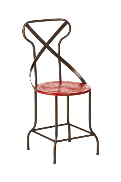 Orsina Red Metal Chair, Exquisite Metal Dining Chair, Relaxing Footrest Metal Dining Chair