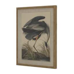 Flora & Fauna Collection Heron on Linen in Beaded Frame - Glass - L2 x W40 x H50 cm - Brown