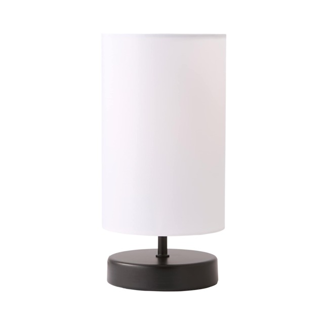 ValueLights Francis Black Touch Table Lamps White Shades and Bulbs