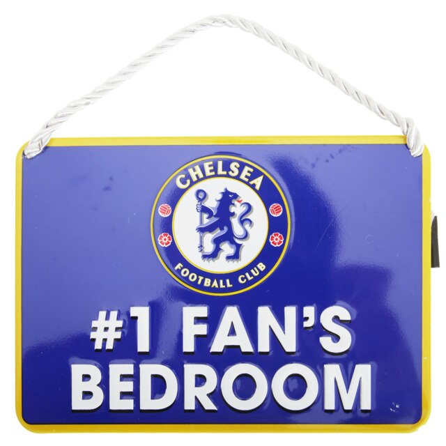 Chelsea FC Official Number 1 Fan Football Crest Bedroom Sign - Blue - One Size