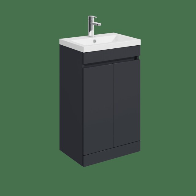 Balterley Floor Standing 2 Door Compact Unit with Polymarble Basin Grey 800 x 500 x 353mm