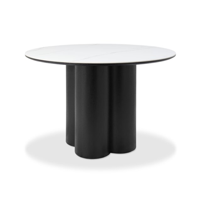 Bentley Designs - Warren - White Ceramic 4 Seater Table With Oak Veneer Pedestal
