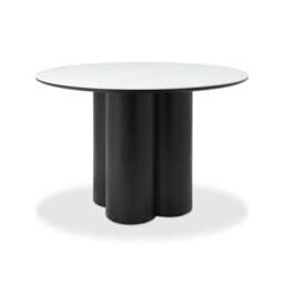 Bentley Designs - Warren - White Ceramic 4 Seater Table With Oak Veneer Pedestal
