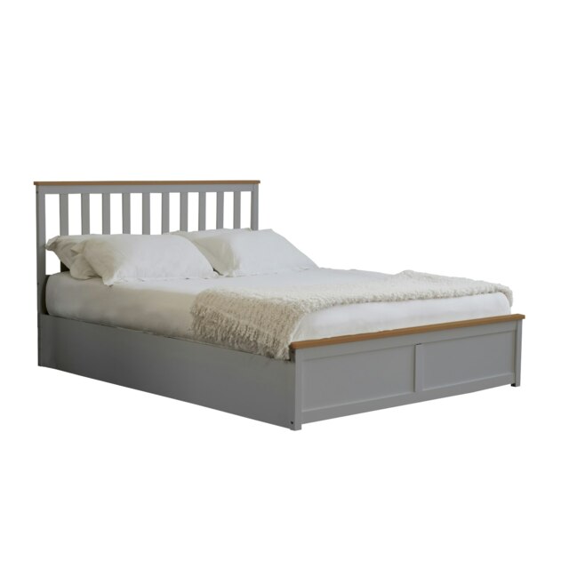 5ft Kingsize Wooden Ottoman Gas Lift Storage Bed In Grey
