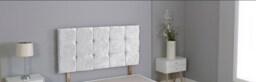 "Crushed Velvet White Cube Headboard White 4FT6 Double 20""inch Headboard"